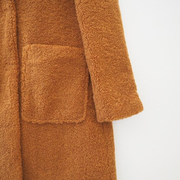 NWT Sam Edelman Cognac Brown Faux Fur Teddy Jacket sz xs - Picture 4 of 5